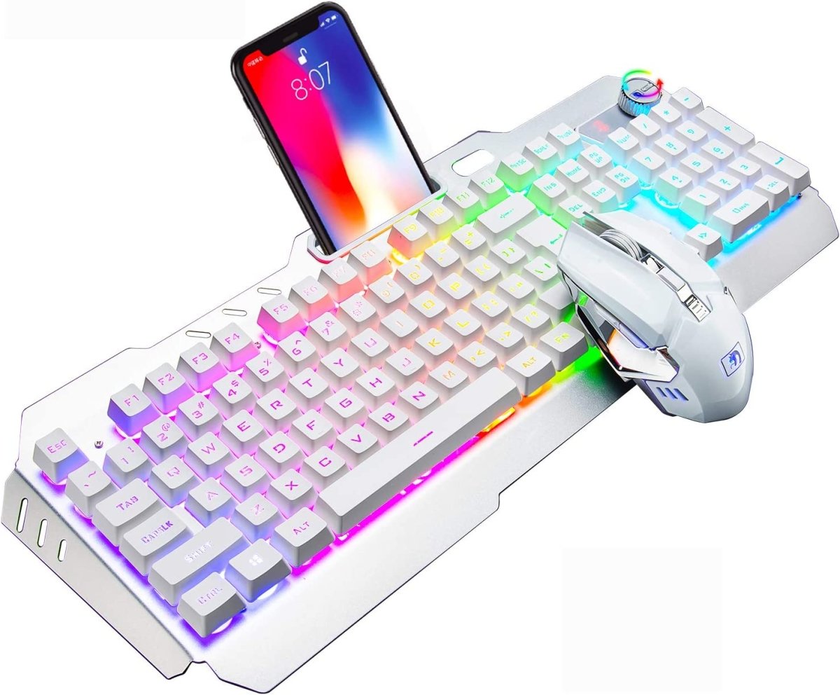 Recharging Wireless Gaming Mechanical Keyboard with Wireless Mouse - Keys Caps