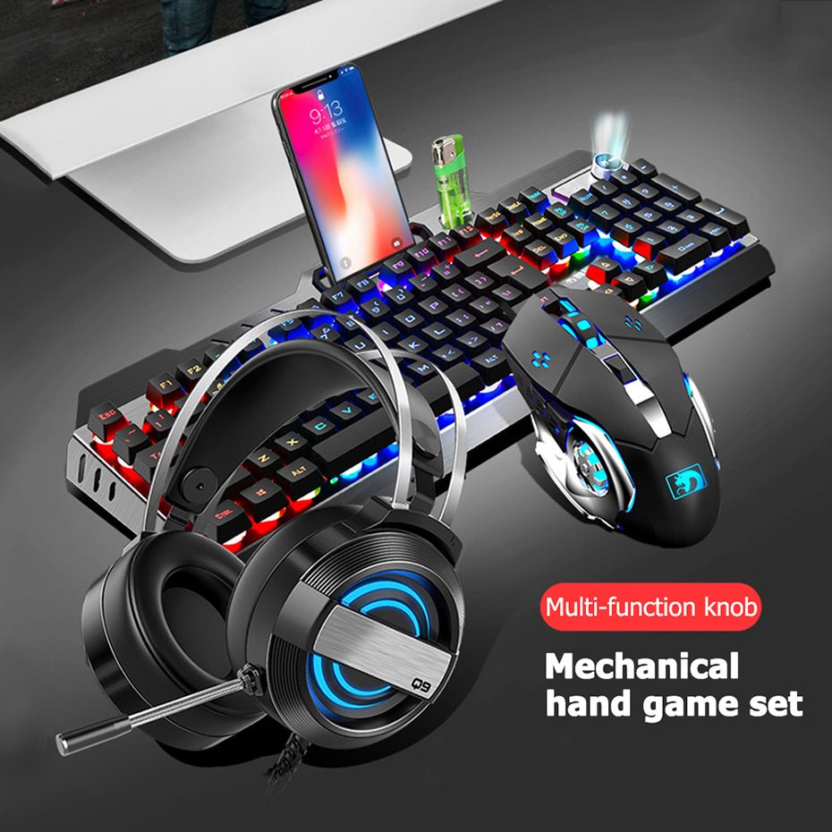 Recharging Wireless Gaming Mechanical Keyboard with Wireless Mouse - Keys Caps