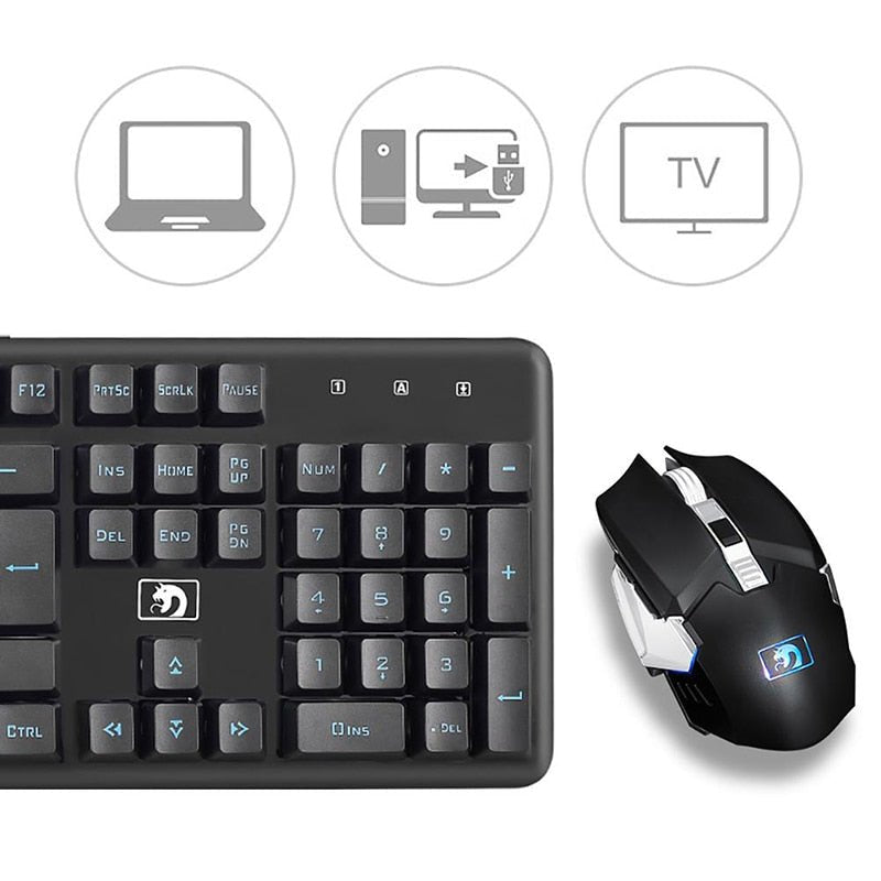 Recharging Wireless Gaming Mechanical Keyboard with Wireless Mouse - Keys Caps