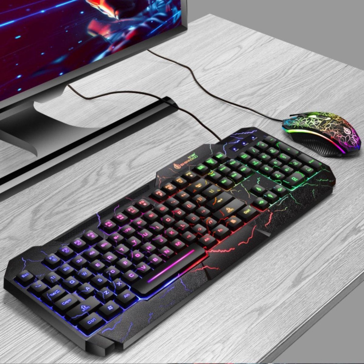 RGB Backlit Gaming Keyboard Mouse Set - Keys Caps