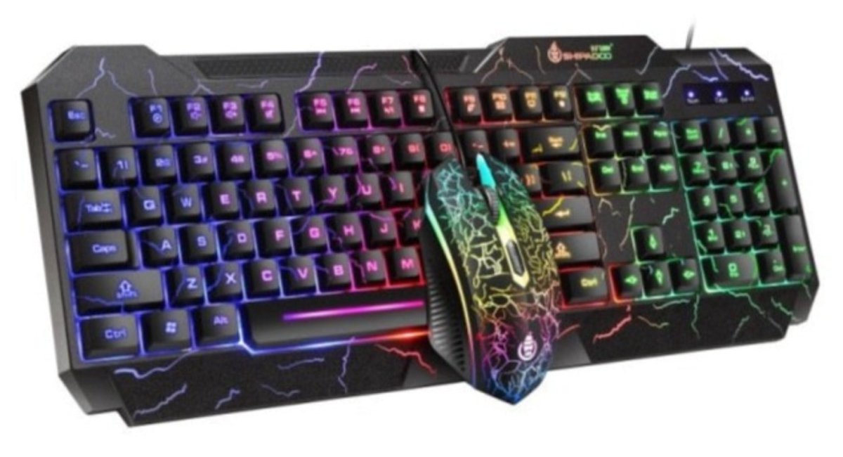RGB Backlit Gaming Keyboard Mouse Set - Keys Caps