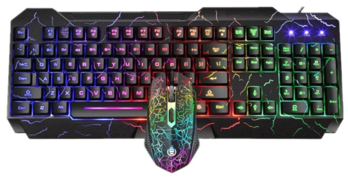 RGB Backlit Gaming Keyboard Mouse Set - Keys Caps