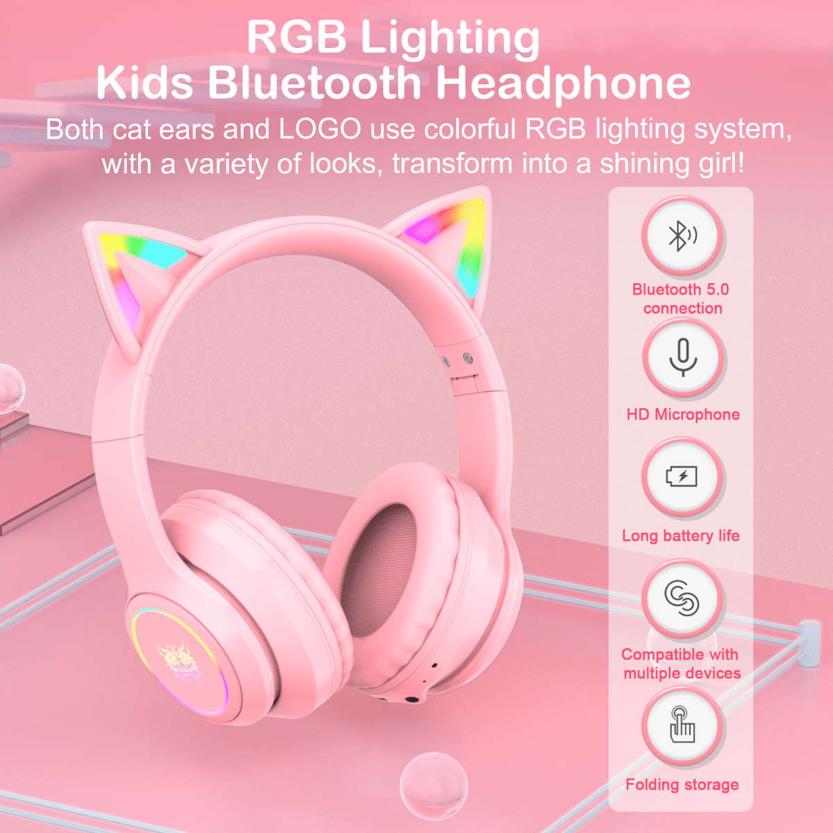 RGB Gaming 7.1 Stereo Noise Reduction Bluetooth Headset - Keys Caps