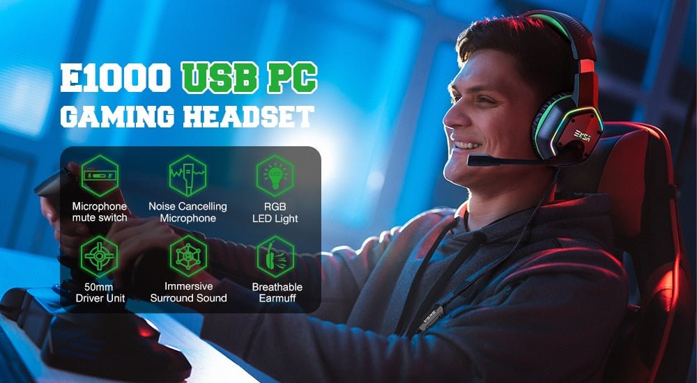 RGB Surround With Noise Cancelling Mic Gaming Headset - Keys Caps