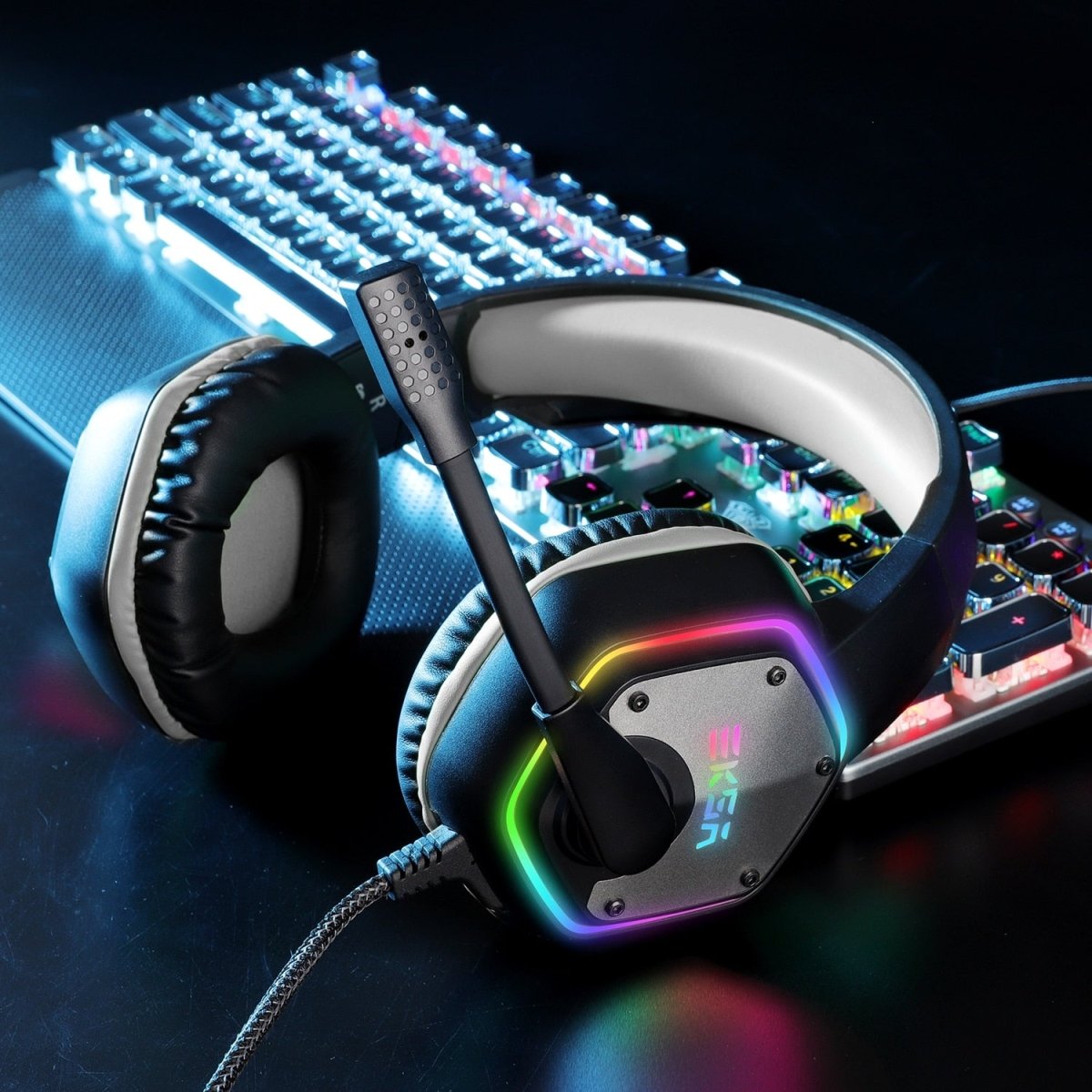 RGB Surround With Noise Cancelling Mic Gaming Headset - Keys Caps