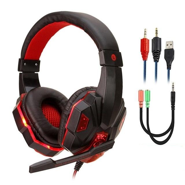 Professional Led Gaming Headset Wired With Mic - KeysCaps