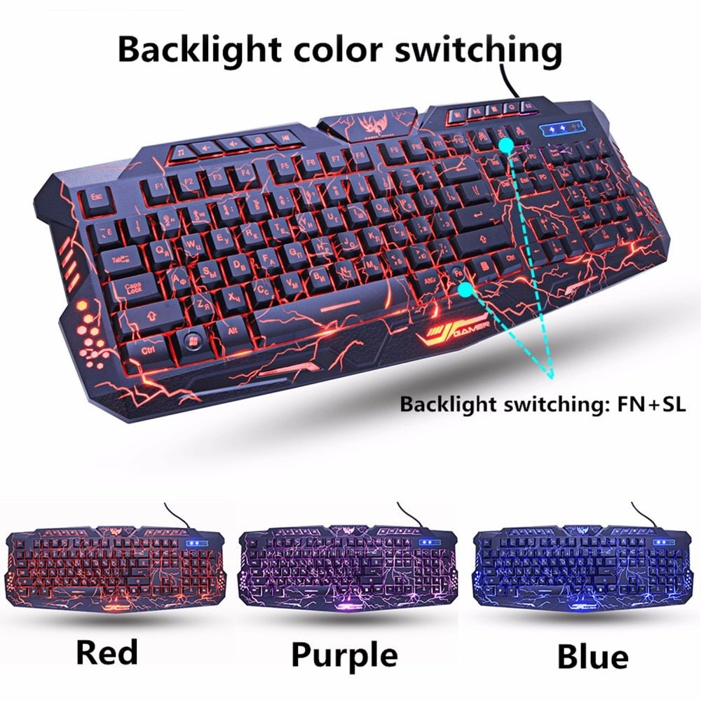 Wired Full Key Gaming Keyboard and Mouse Set - Keys Caps