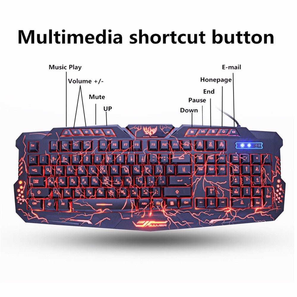 Wired Full Key Gaming Keyboard and Mouse Set - Keys Caps