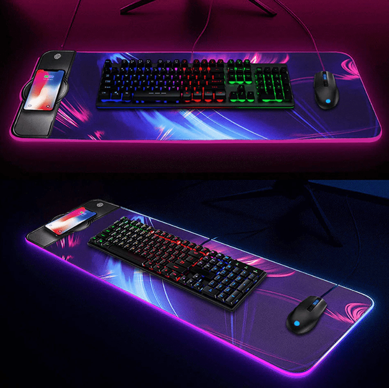 Wireless Charging RGB Gaming Mouse Pad - Keys Caps