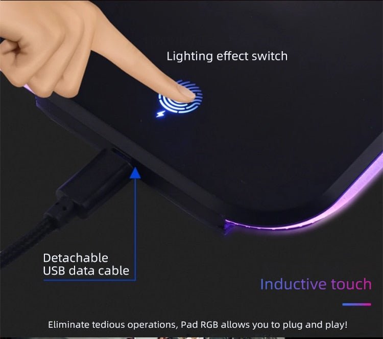 Wireless Charging RGB Gaming Mouse Pad - Keys Caps
