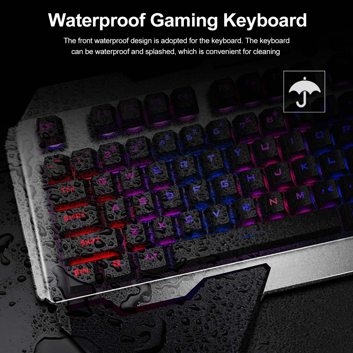 Wireless Gaming Keyboard Mouse and Large RGB Mouse Pad - Keys Caps