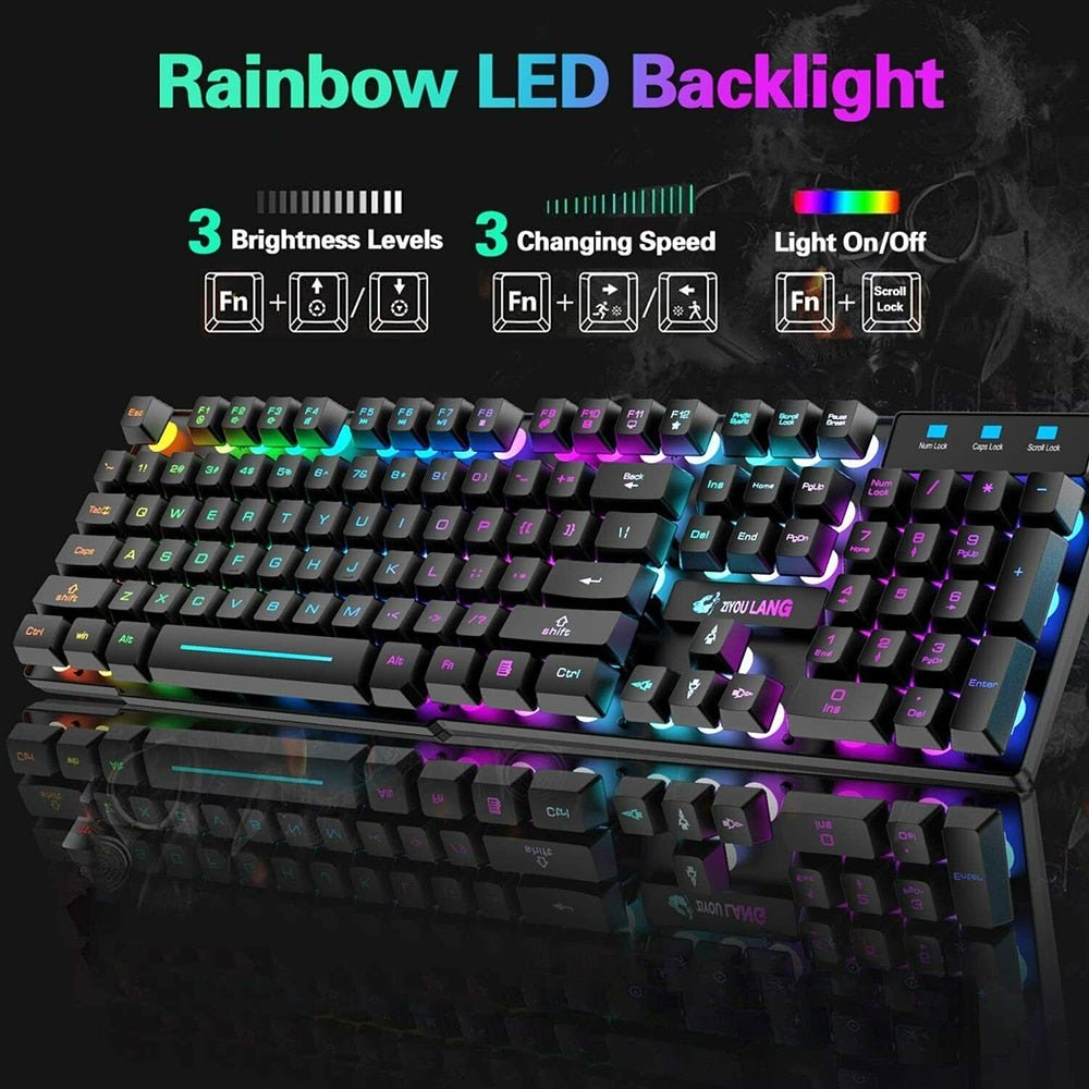 Wireless Gaming Keyboard Rainbow Backlight - Keys Caps