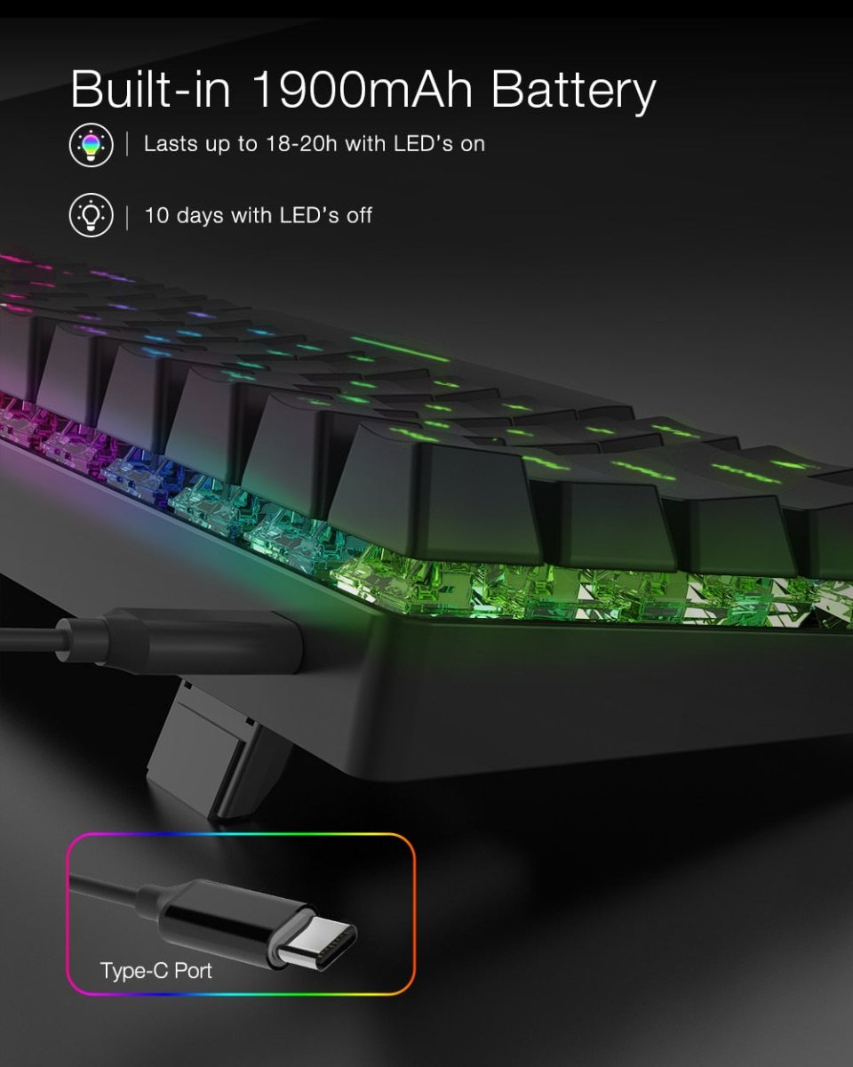 Wireless Gaming Mechanical Keyboard 63 Keys - Keys Caps