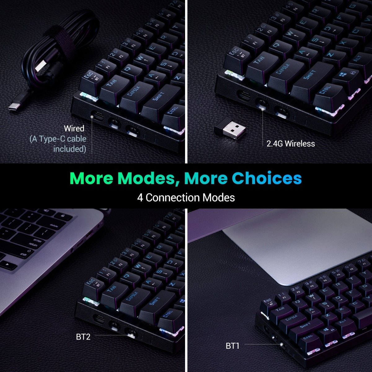 Wireless RGB Mechanical Gaming Keyboard - Keys Caps