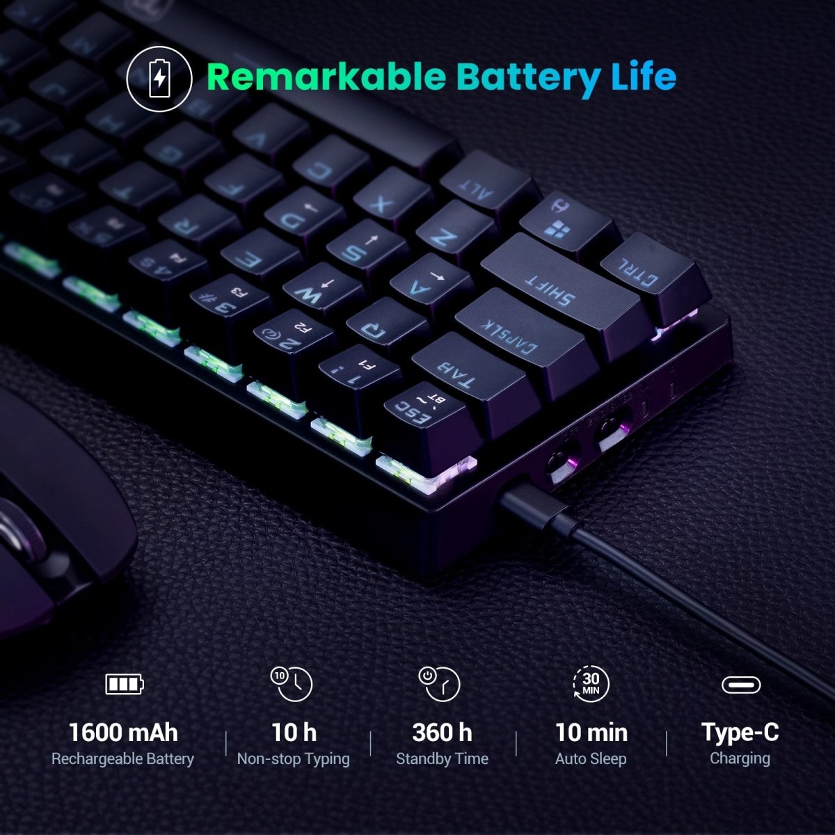 Wireless RGB Mechanical Gaming Keyboard - Keys Caps